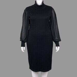 Vince Camuto Black Sheer Sleeve Dress